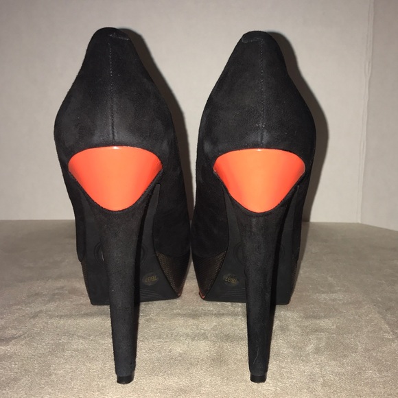 Jessica Simpson Shoes Platforms Black Suede Orange - Picture 3 of 8